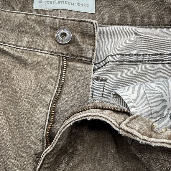 Chico's Platinum Denim Women's Ultimate Fit Slim Leg Jeans Size 2R Pewter Gray - Picture 10 of 10